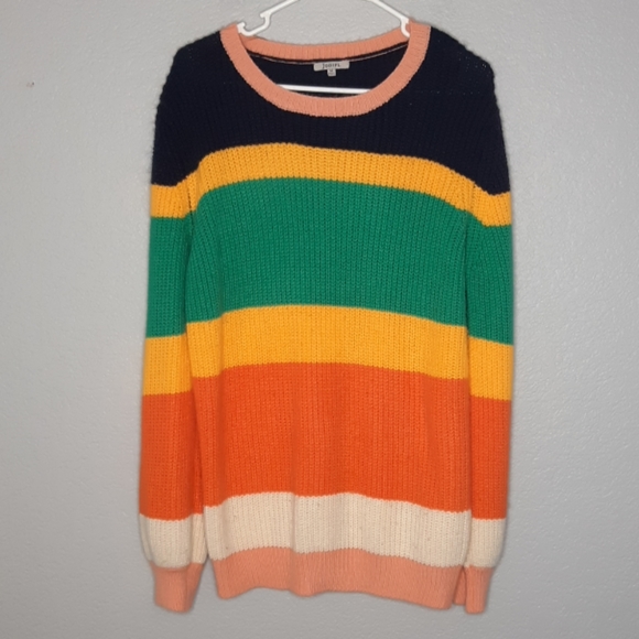 JODIFL Sweaters - Jodifl Boutique Oversize Rainbow Stripe Sweater